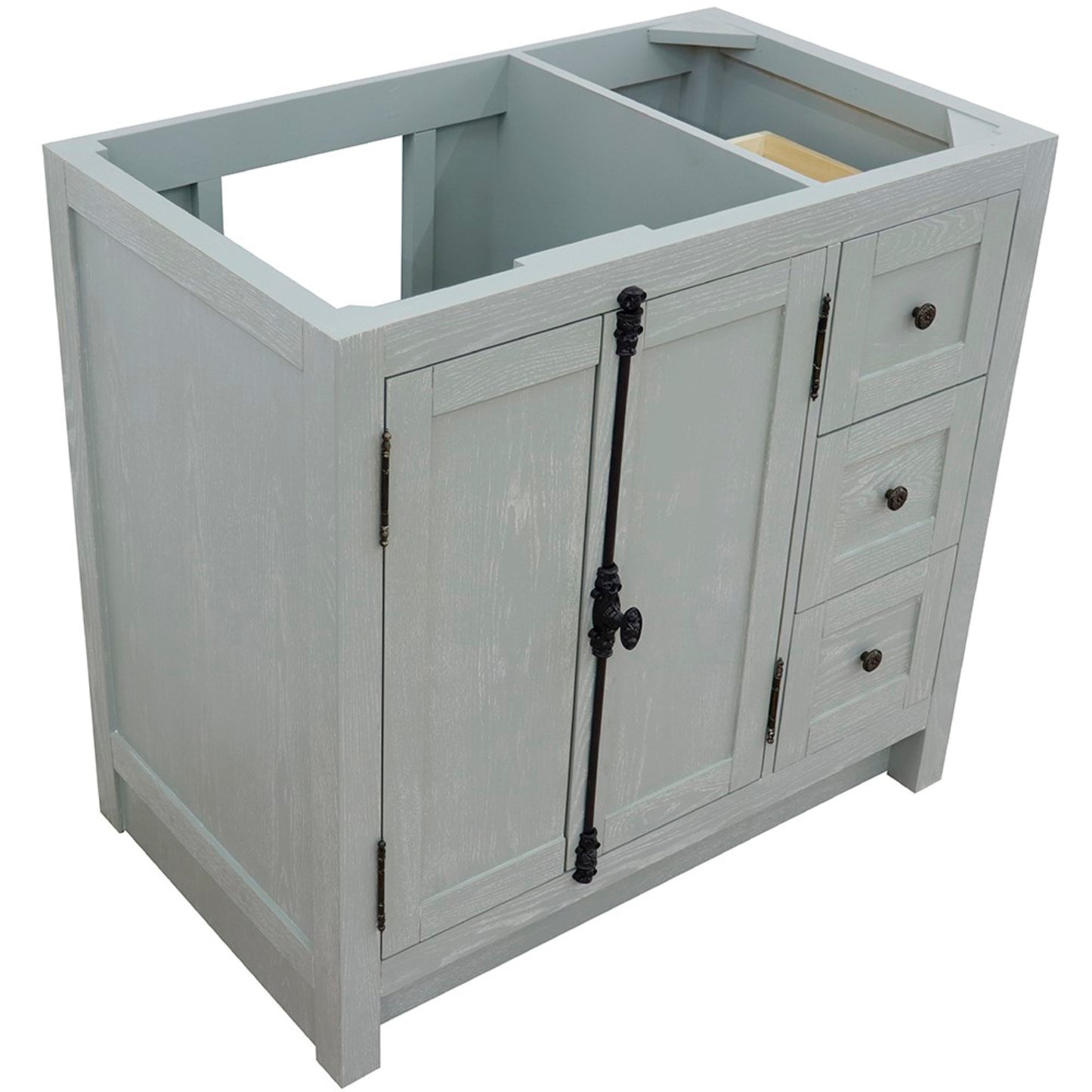36" Single vanity in Gray Ash finish cabinet only Left doors