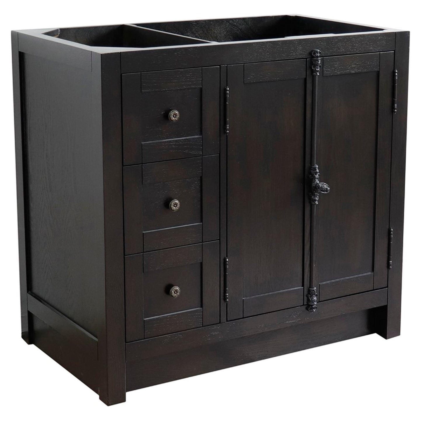 36" Single vanity in Brown Ash finish cabinet only Right doors