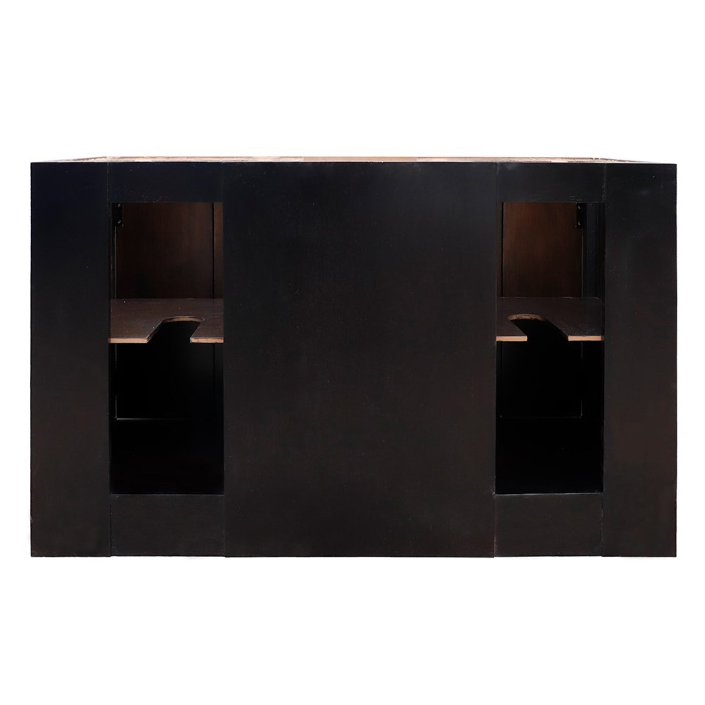 55" Double vanity in Brown Ash finish with White Carrara top and rectangle sink