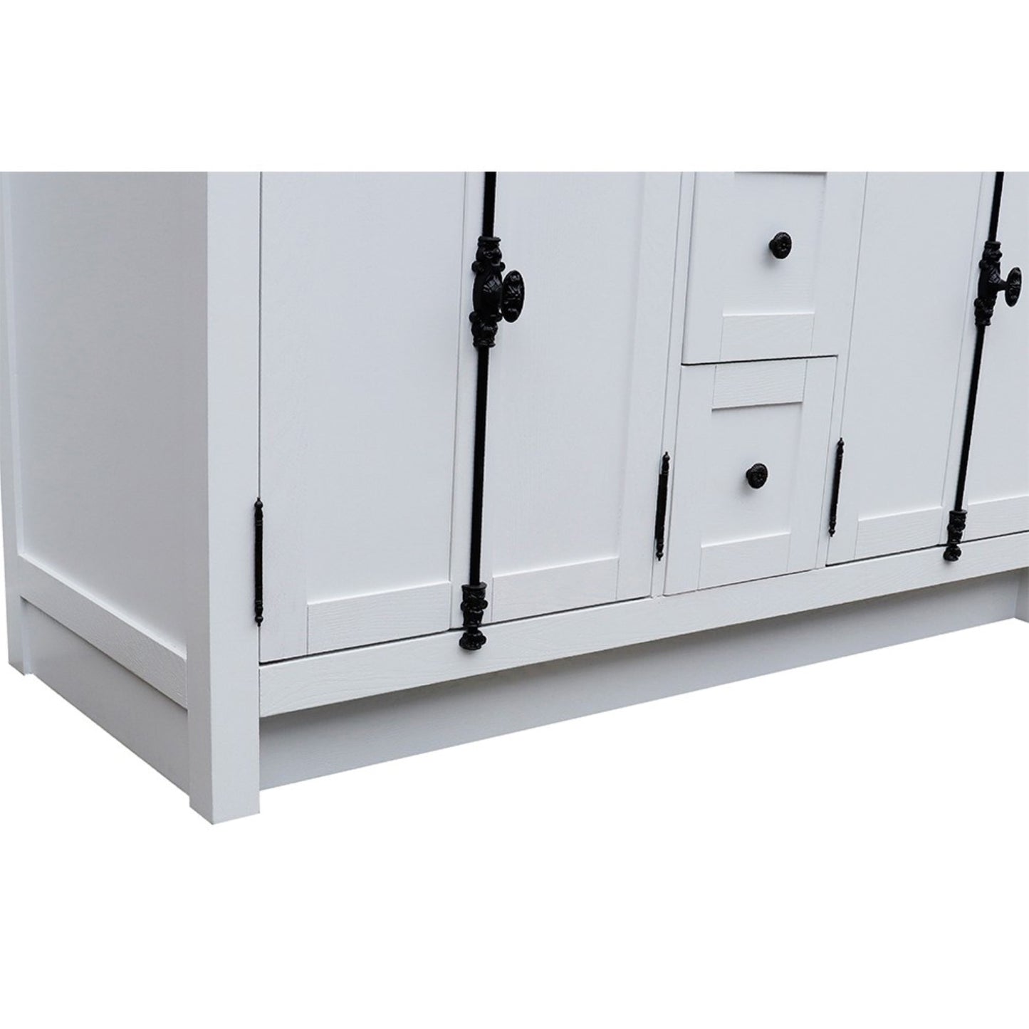 55" Double vanity in Glacier Ash finish with Gray granite top and rectangle sink