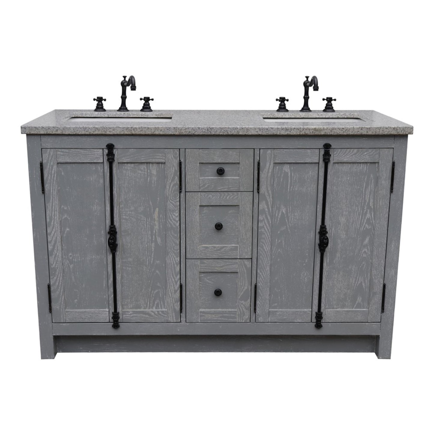 55" Double vanity in Gray Ash finish with Gray granite top and rectangle sink