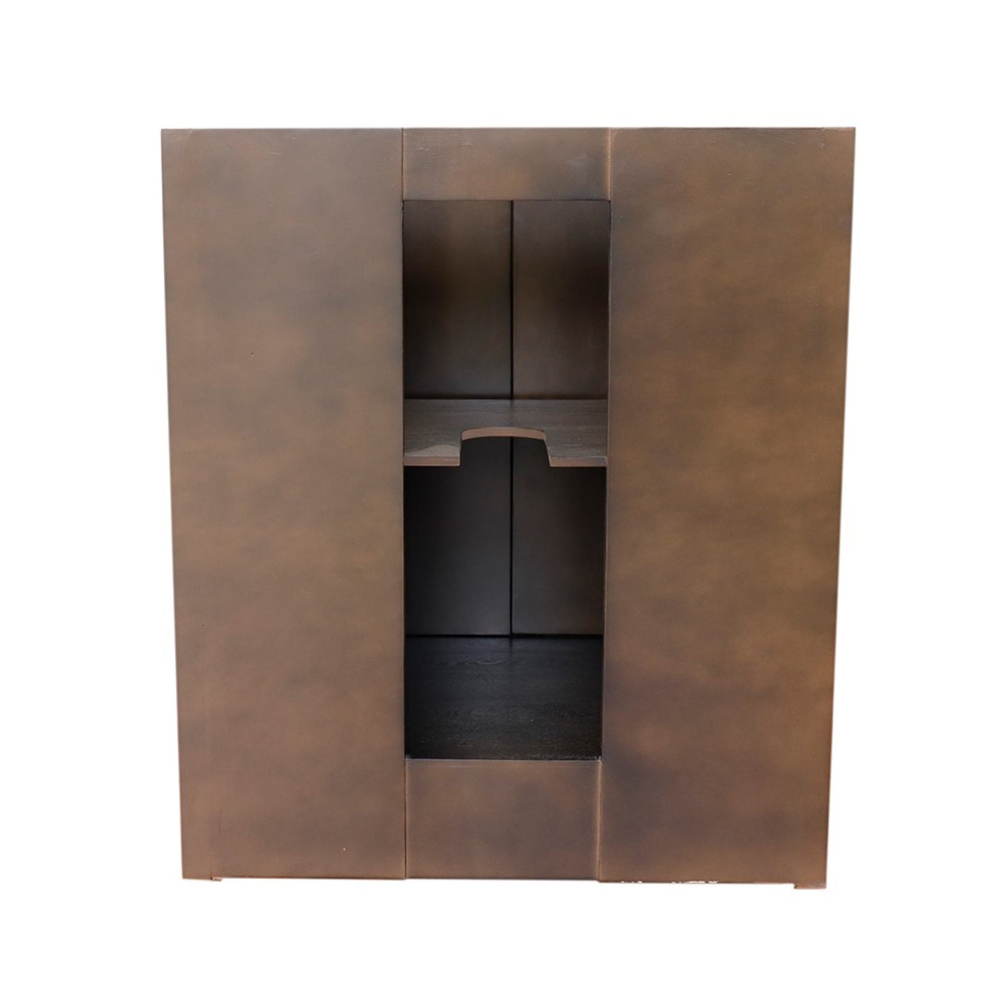 31" Single vanity in Brown Ash finish with White engineered stone top and round finish
