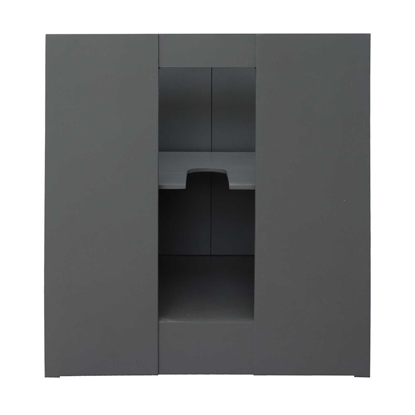 31" Single vanity in Gray Ash finish with Black Galaxy top and round sink