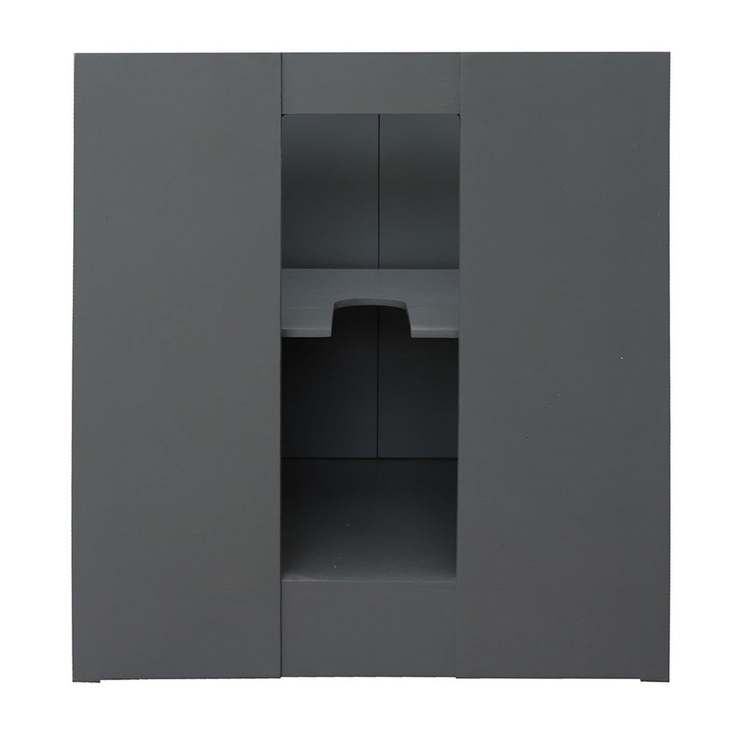 31" Single vanity in Gray Ash finish with Black Galaxy top and rectangle sink