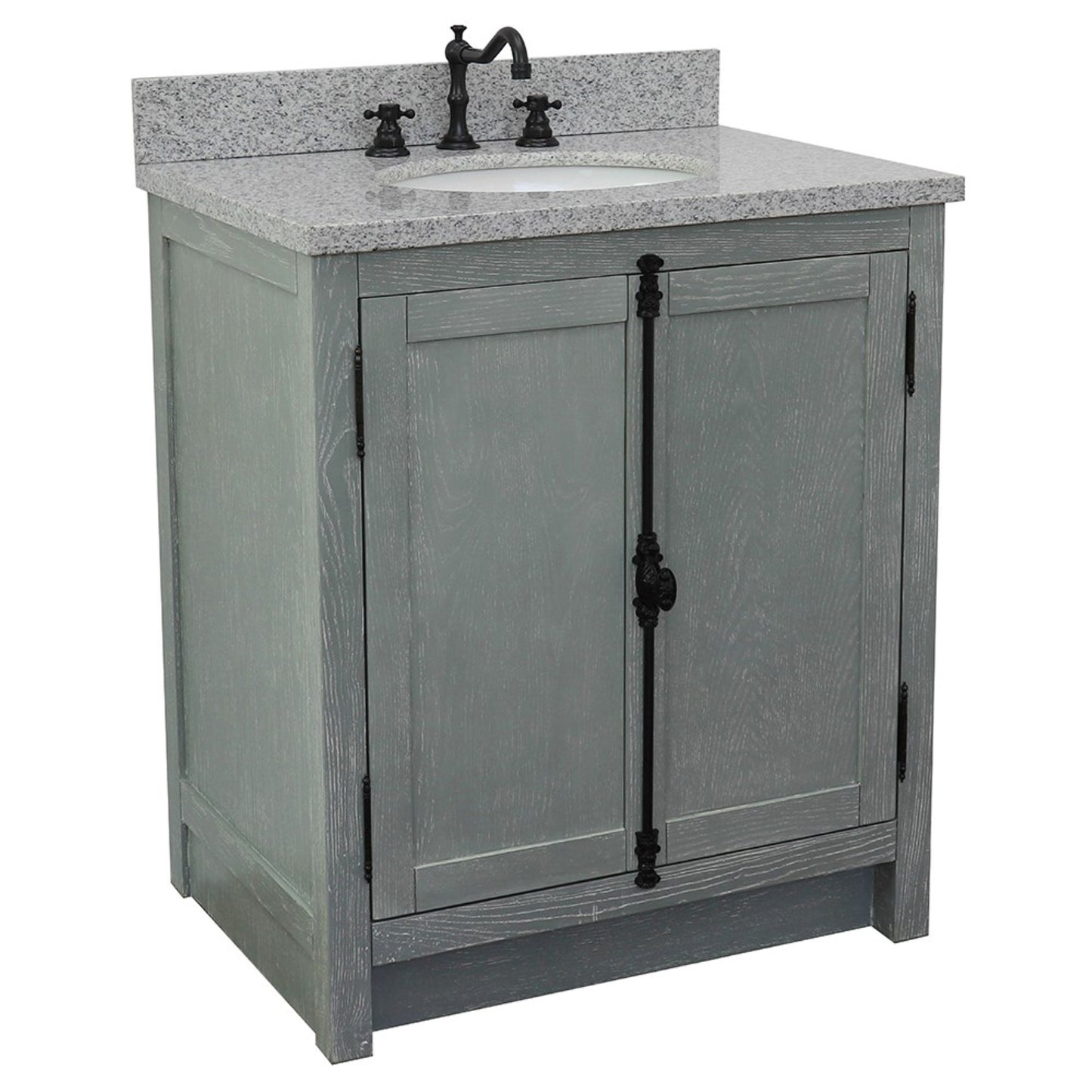 31" Single vanity in Gray Ash finish with Gray granite top and oval sink