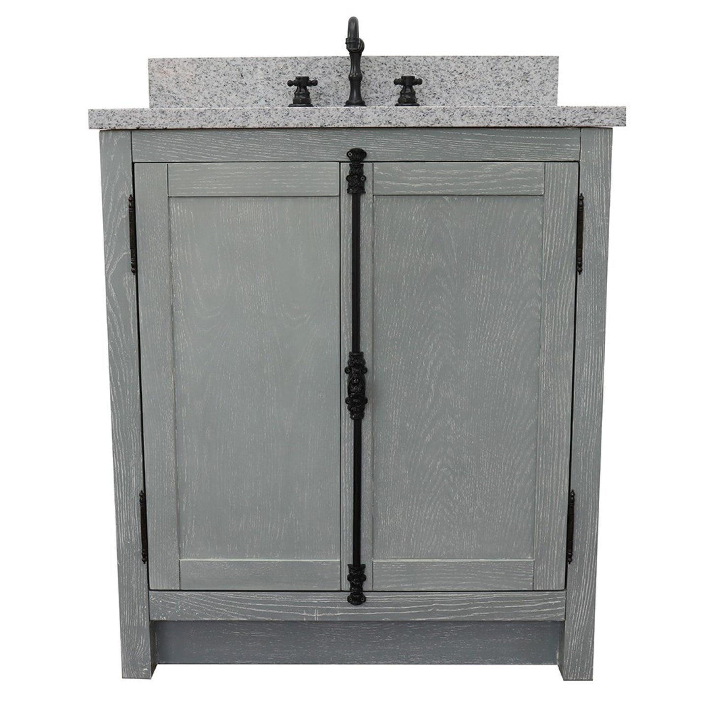 31" Single vanity in Gray Ash finish with Gray granite top and oval sink