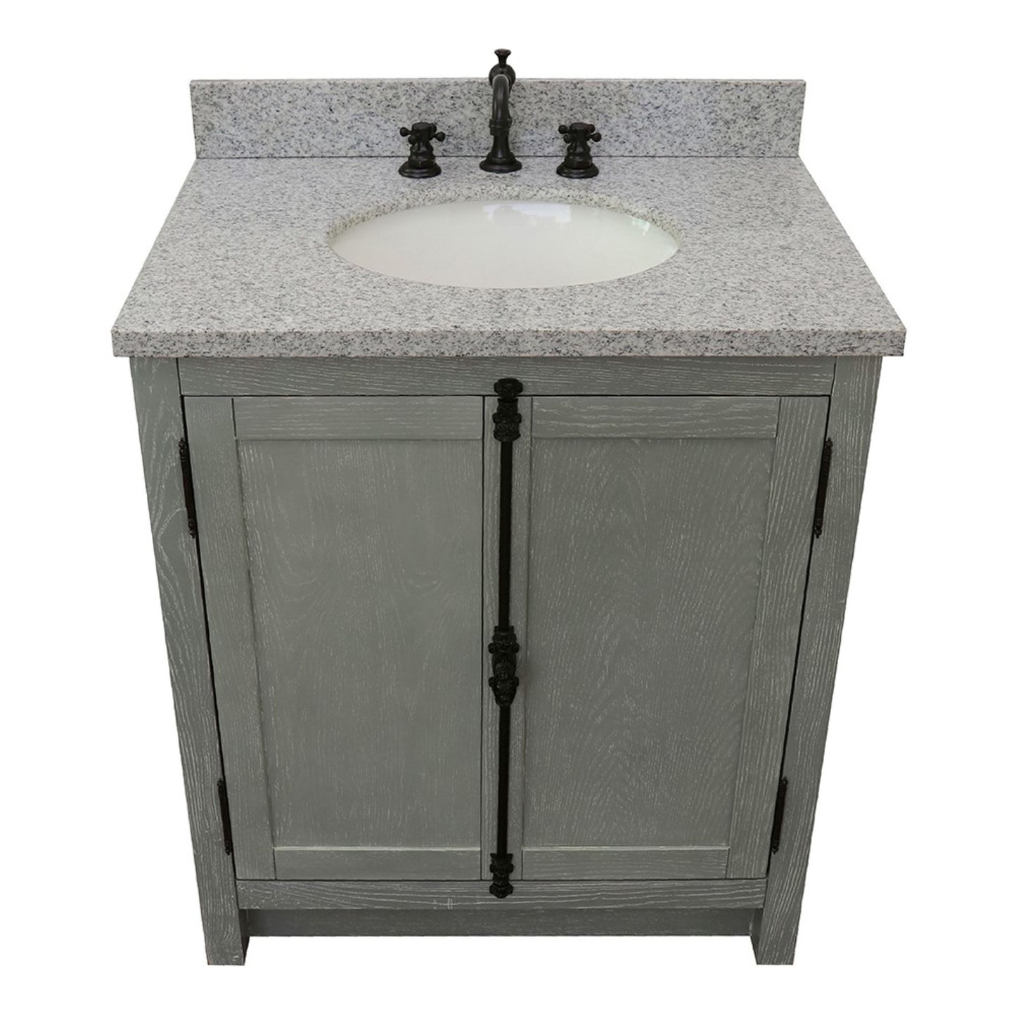 31" Single vanity in Gray Ash finish with Gray granite top and oval sink