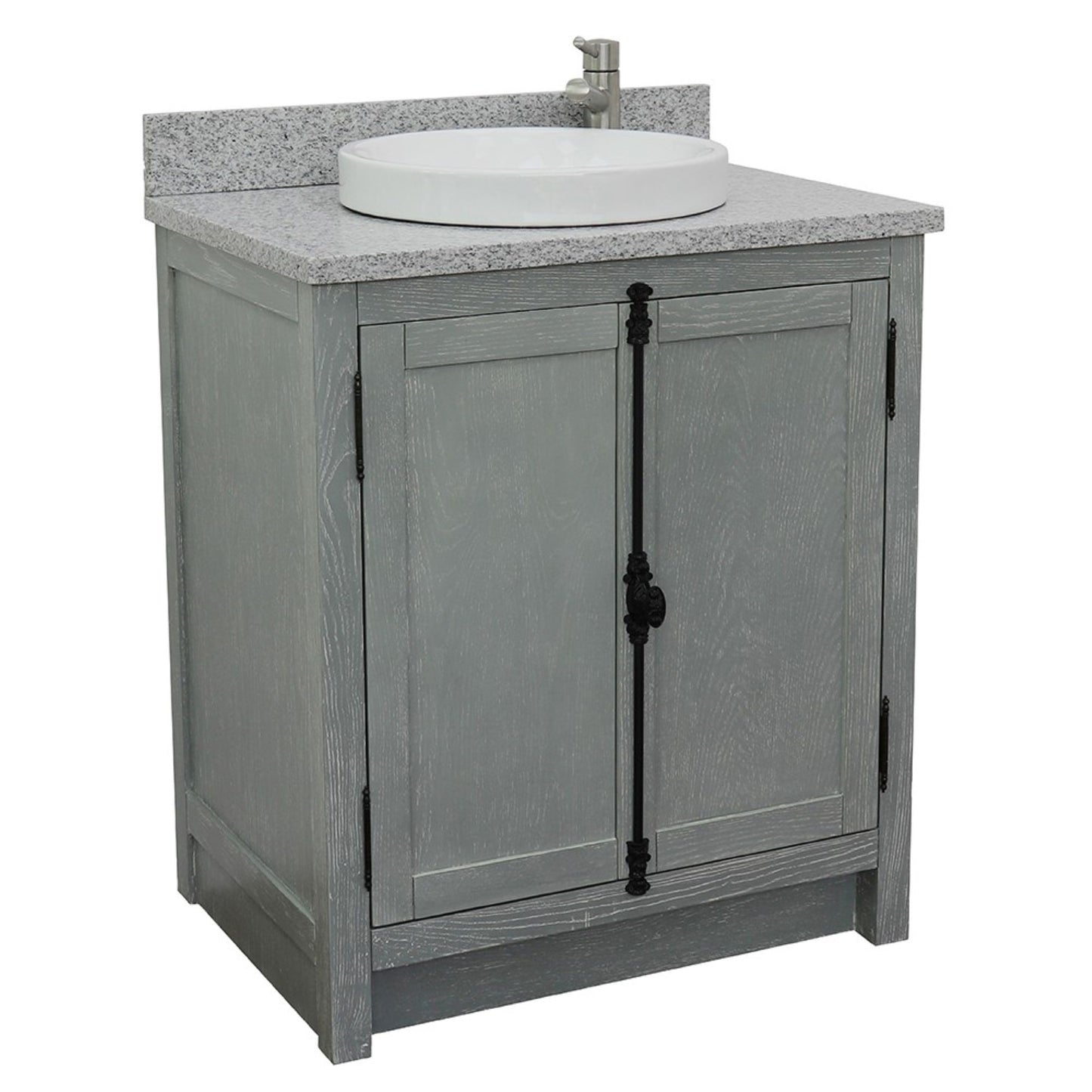 31" Single vanity in Gray Ash finish with Gray granite top and round sink