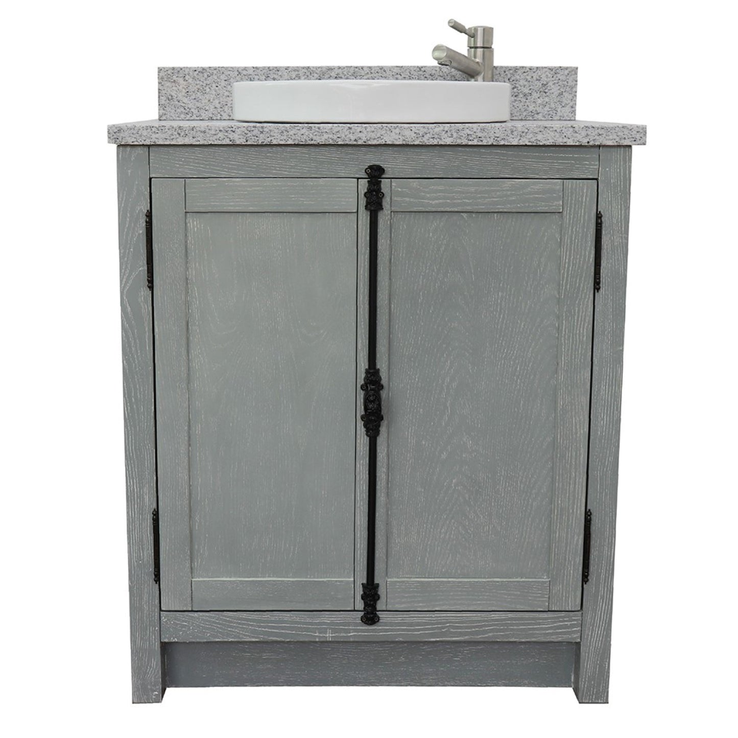 31" Single vanity in Gray Ash finish with Gray granite top and round sink