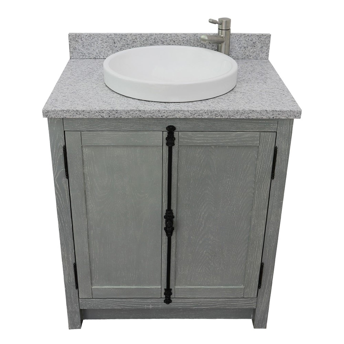 31" Single vanity in Gray Ash finish with Gray granite top and round sink