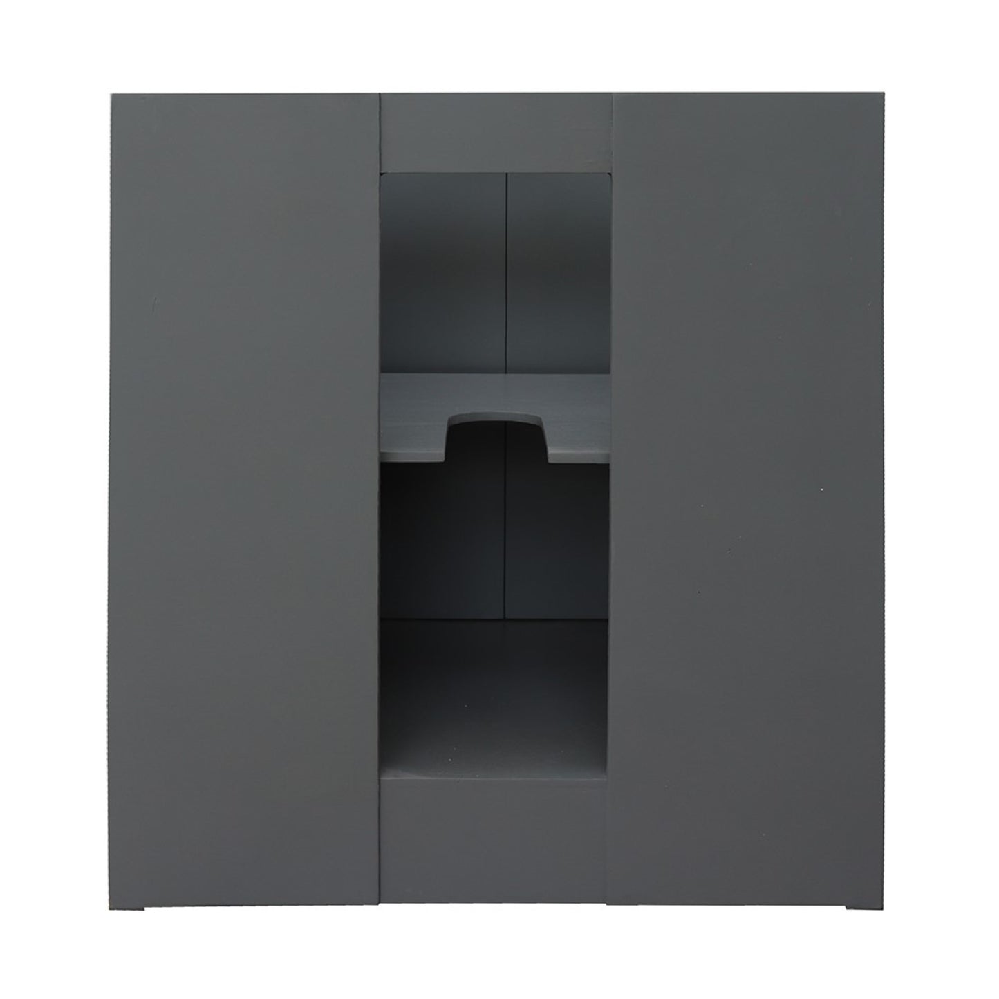 31" Single vanity in Gray Ash finish with White Carrara top and rectangle sink