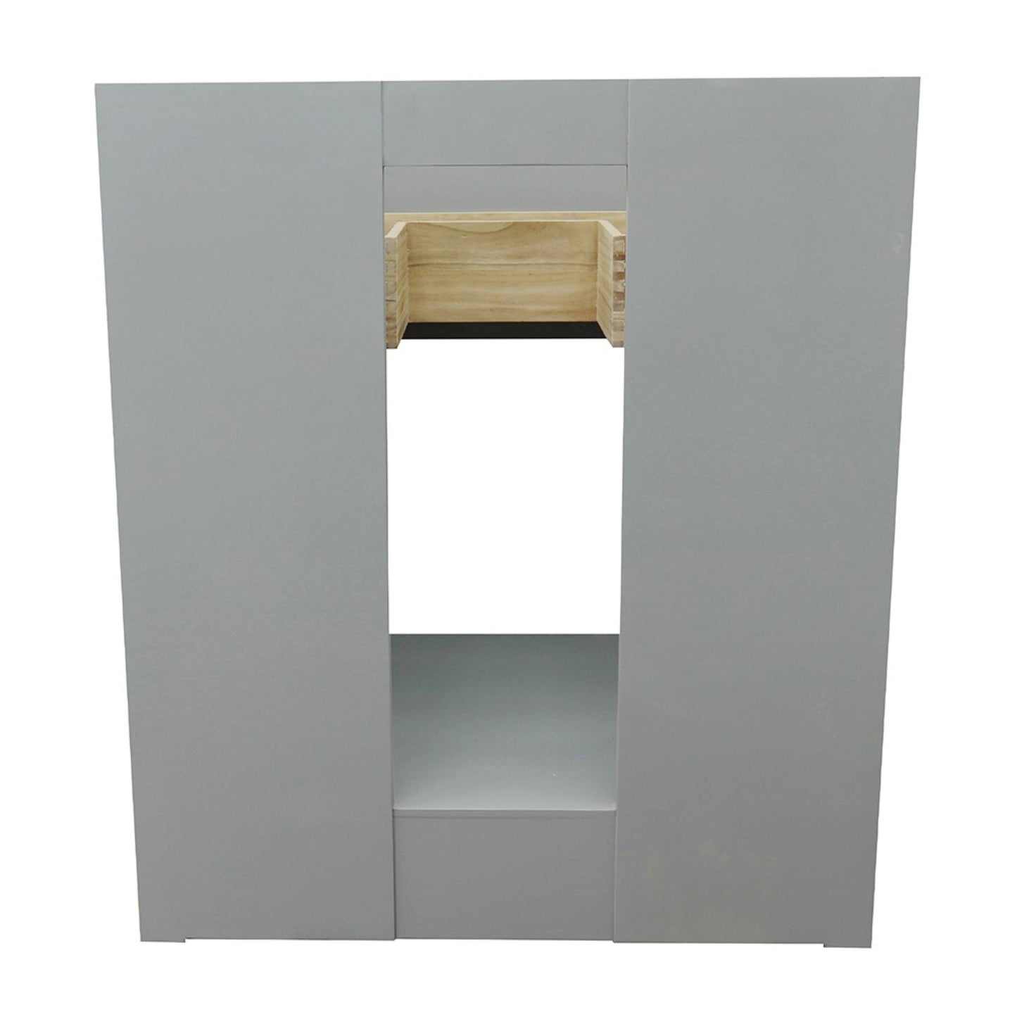 31" Single vanity in Gray Ash finish with Black Galaxy top and round sink