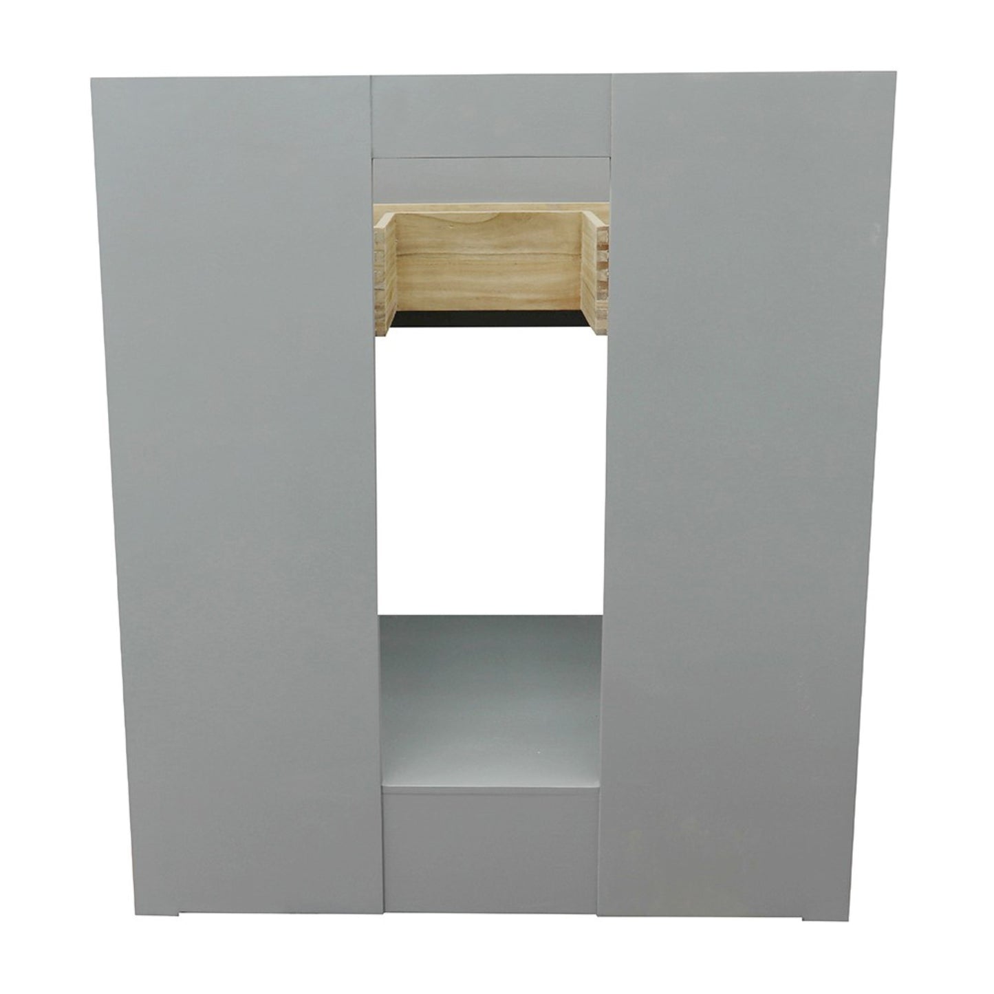 31" Single vanity in Gray Ash finish with White Carrara top and round sink