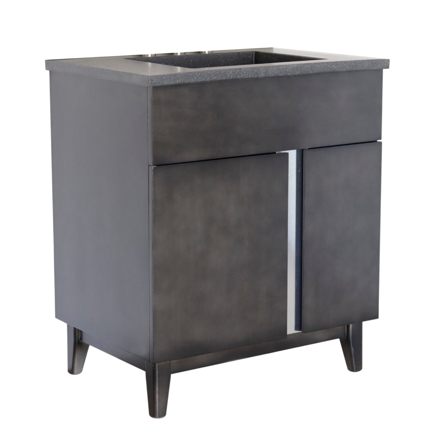 31" Single Vanity in Silvery Brown Finish with Black Concrete Top and Rectangle Sink