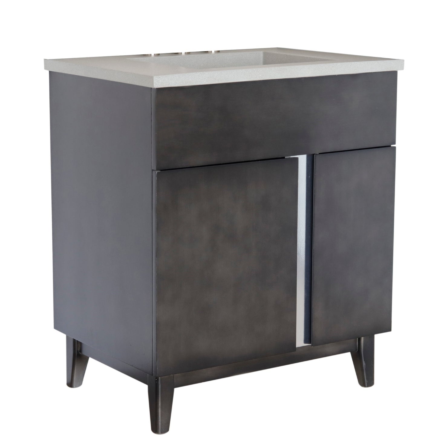 31" Single Vanity in Silvery Brown Finish with Gray Concrete Top and Rectangle Sink