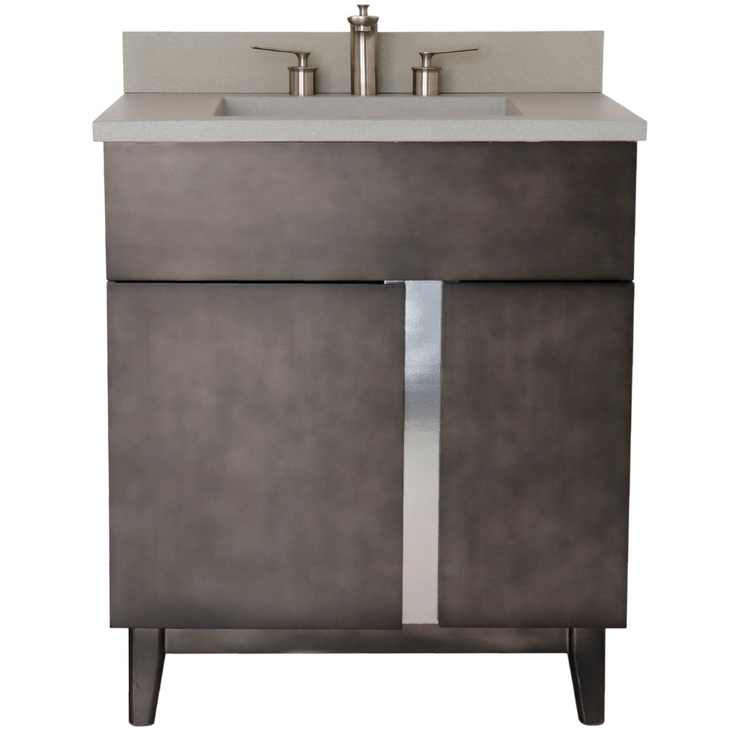 31" Single Vanity in Silvery Brown Finish with Gray Concrete Top and Rectangle Sink