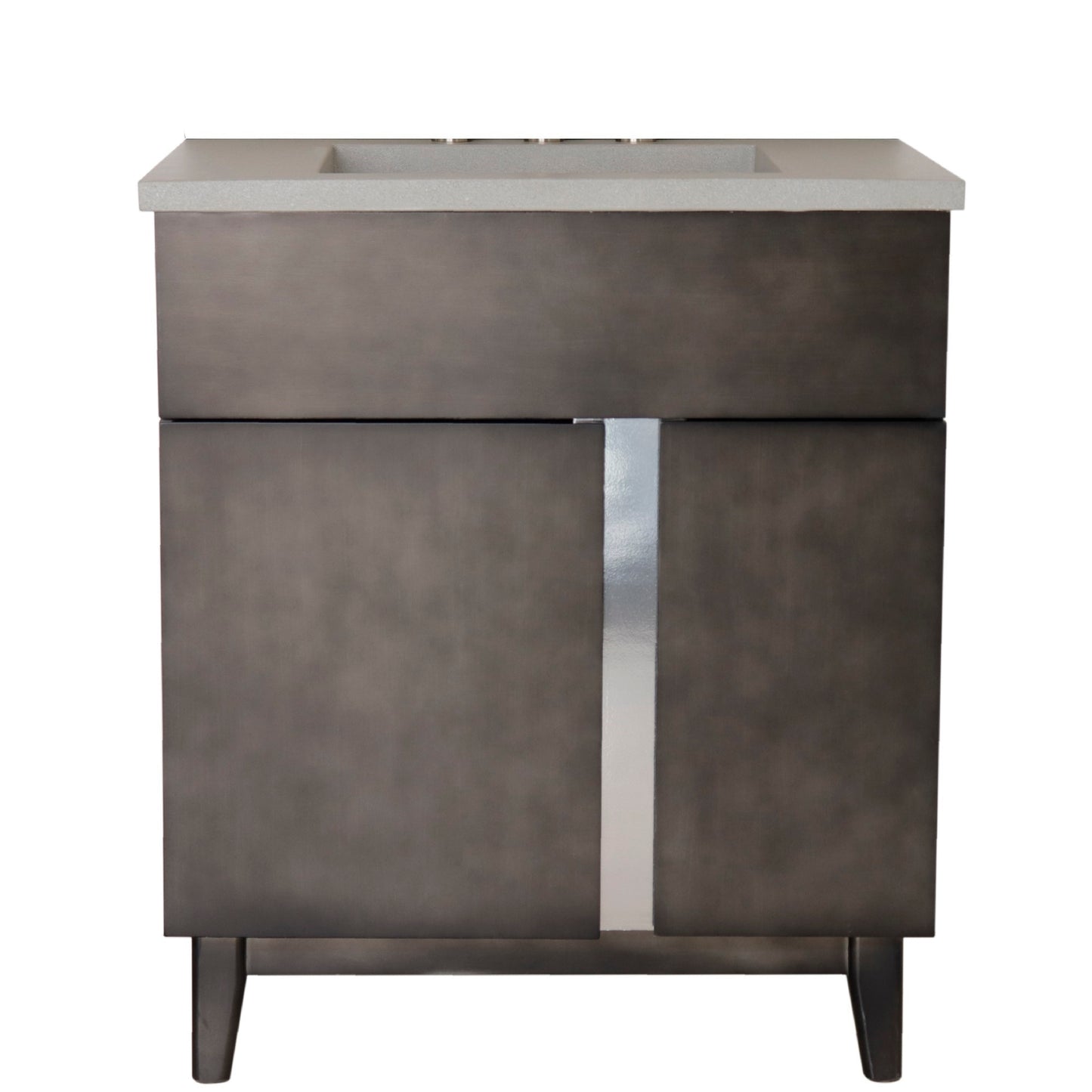 31" Single Vanity in Silvery Brown Finish with Gray Concrete Top and Rectangle Sink