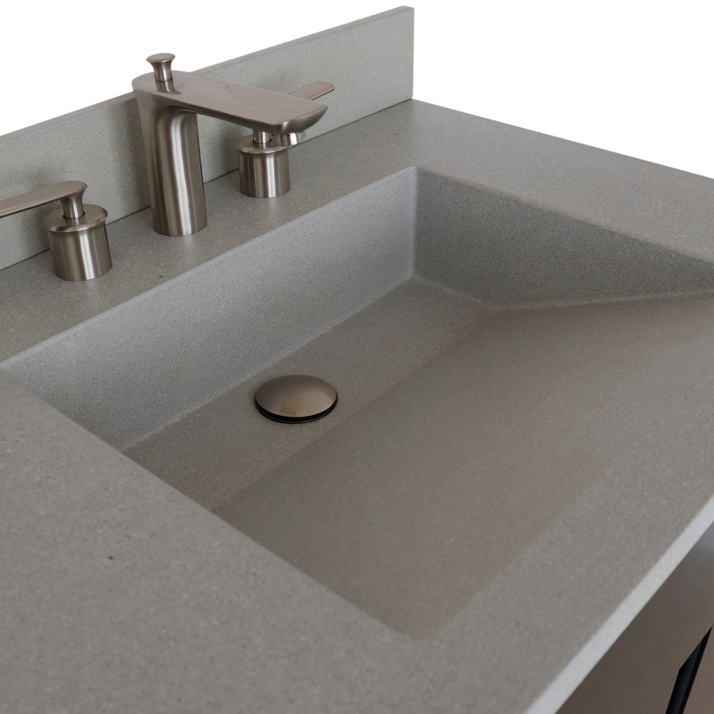 31" Single Vanity in Silvery Brown Finish with Gray Concrete Top and Rectangle Sink