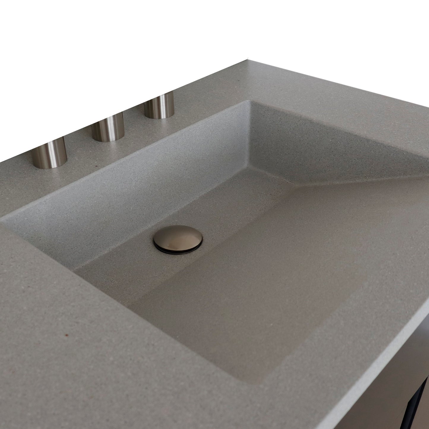 31" Single Vanity in Silvery Brown Finish with Gray Concrete Top and Rectangle Sink