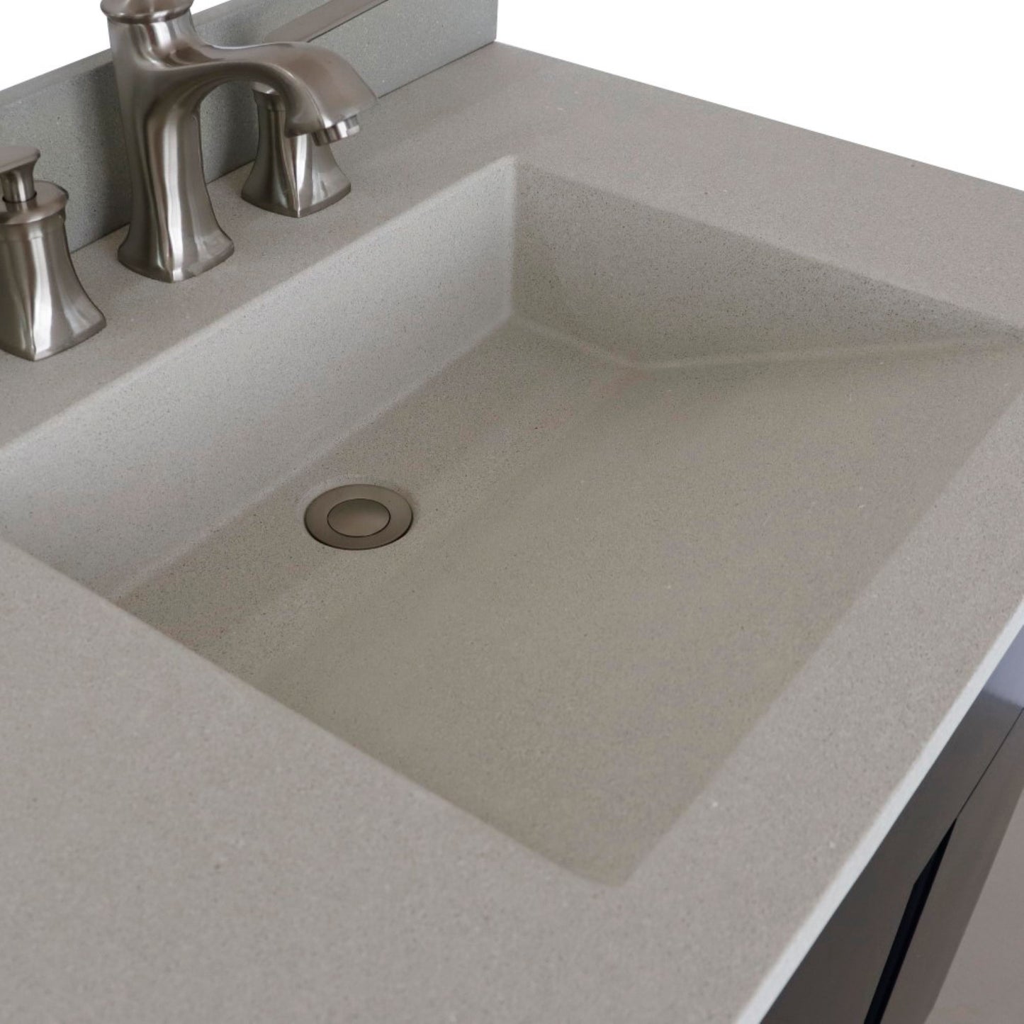 31" Single Vanity in Silvery Brown Finish with White Concrete Top and Oval Sink