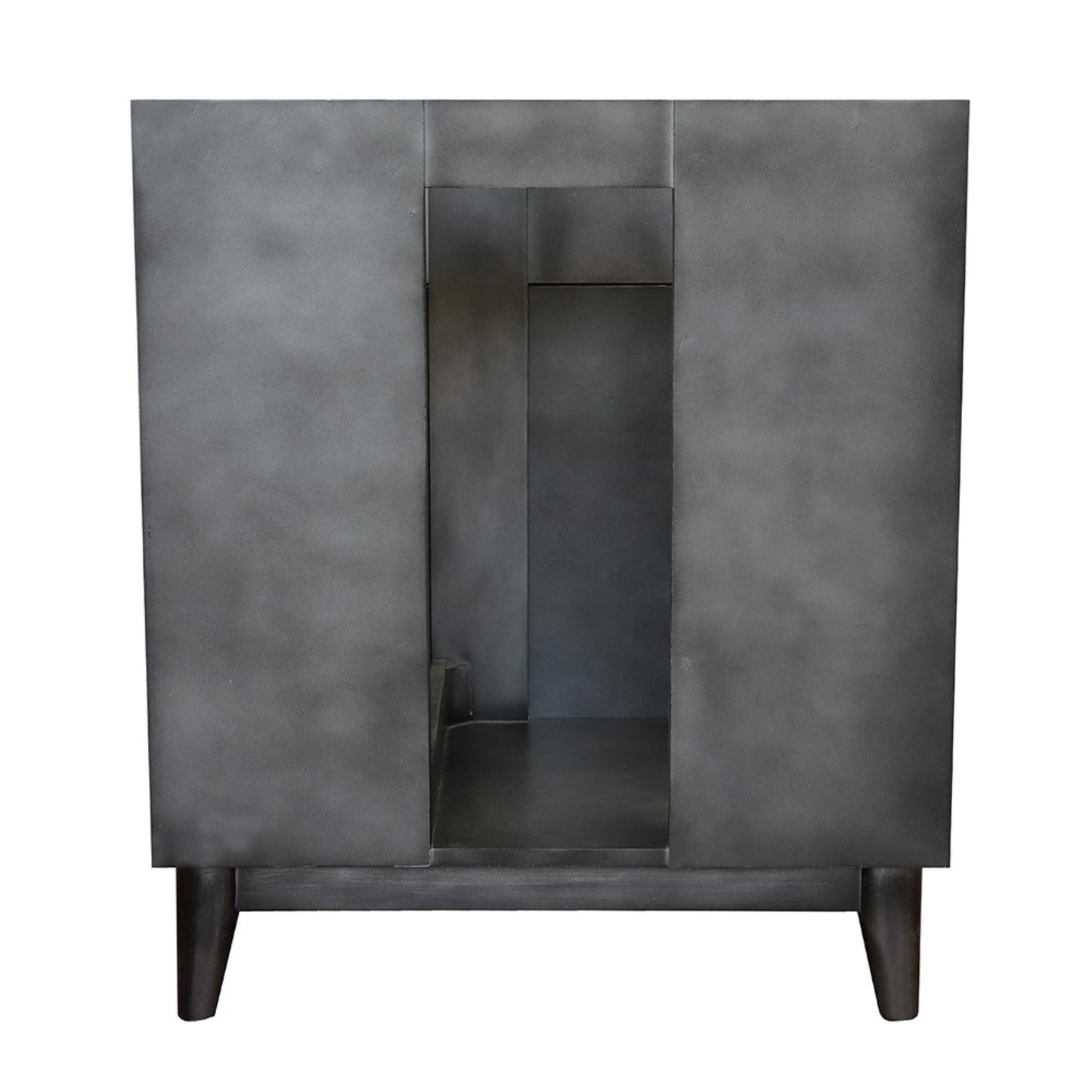 31" Single vanity in Silvery Brown finish with White engineered stone top and round sink
