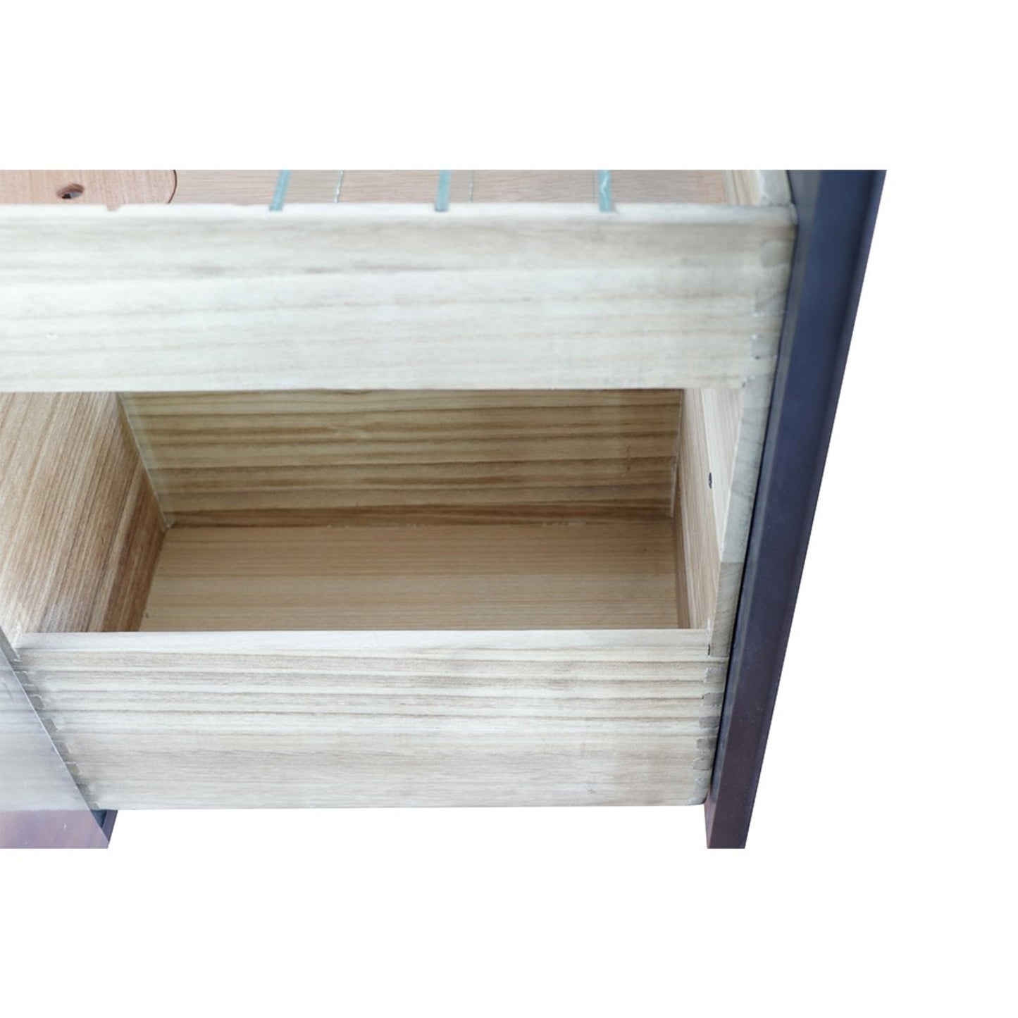 31" Single vanity in Silvery Brown finish with White engineered stone top and rectangle sink