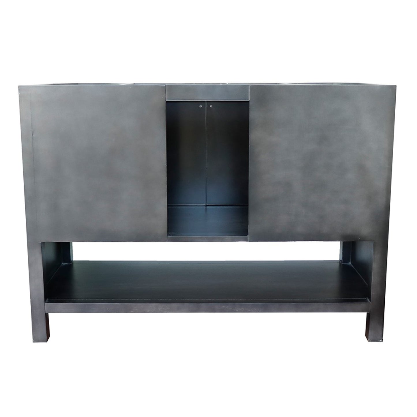 49" Single vanity in Silvery Brown finish with Black Galaxy top and oval sink