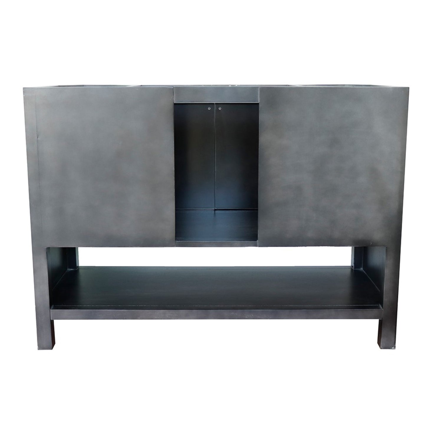 49" Single vanity in Silvery Brown finish with Black Galaxy top and rectangle sink