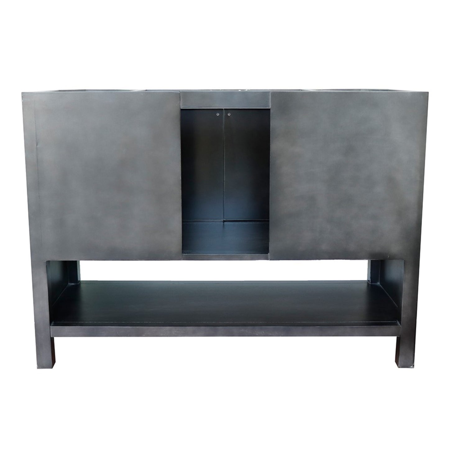 49" Single vanity in Silvery Brown finish with White engineered stone top and oval sink