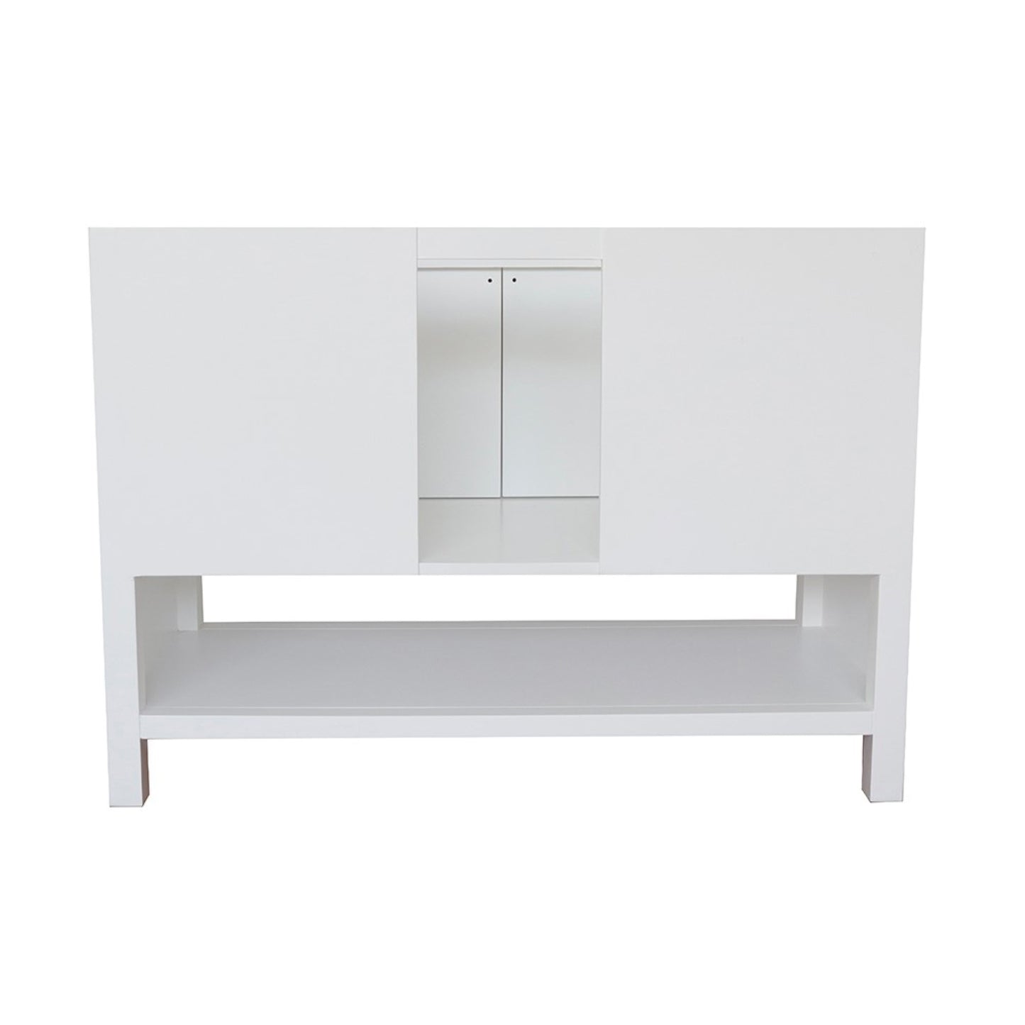 49" Single vanity in White finish with Black Galaxy top and oval sink
