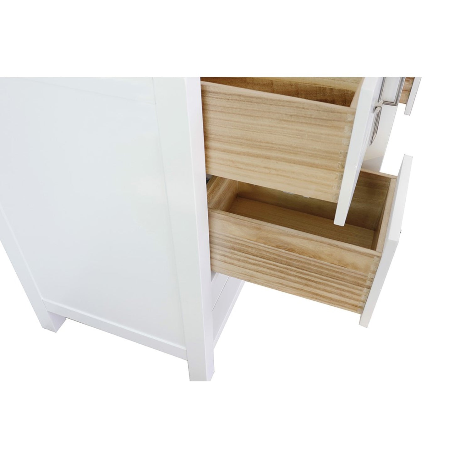 49" Single vanity in White finish with Black Galaxy top and round sink