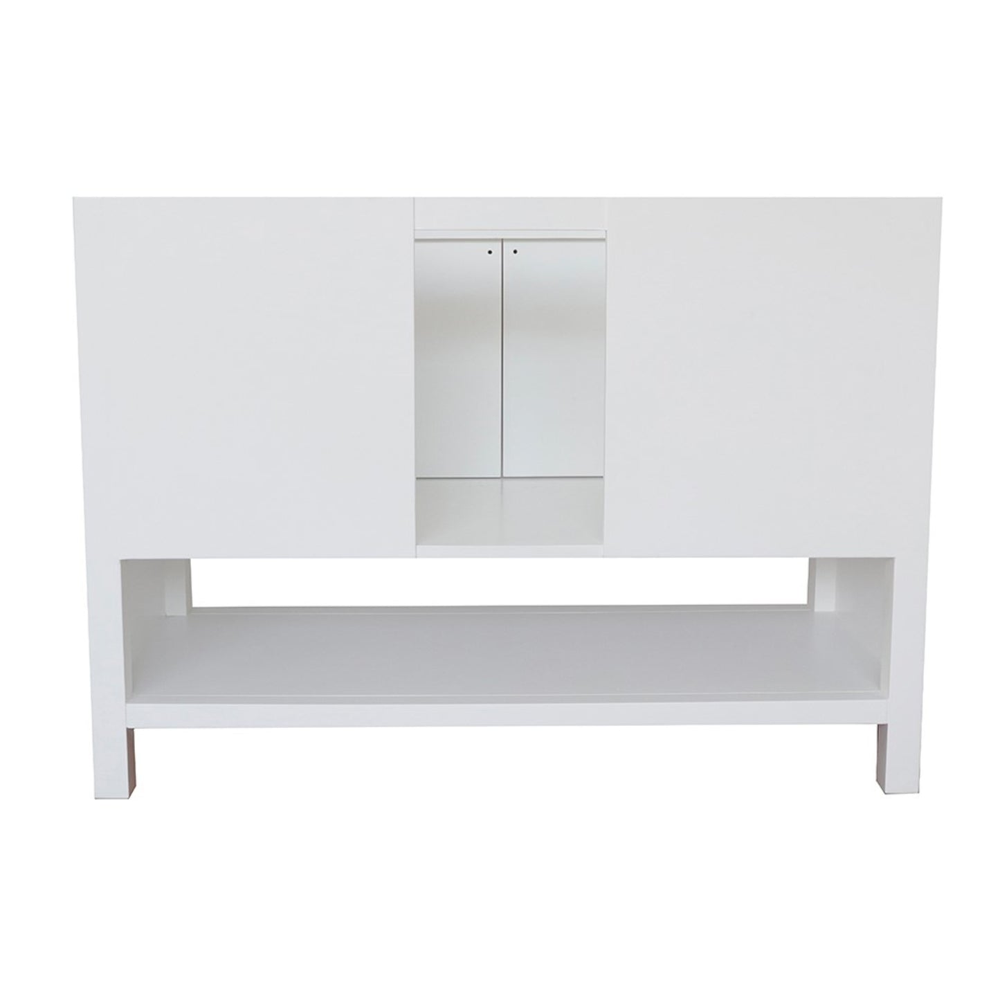 49" Single vanity in White finish with Gray granite top and oval sink