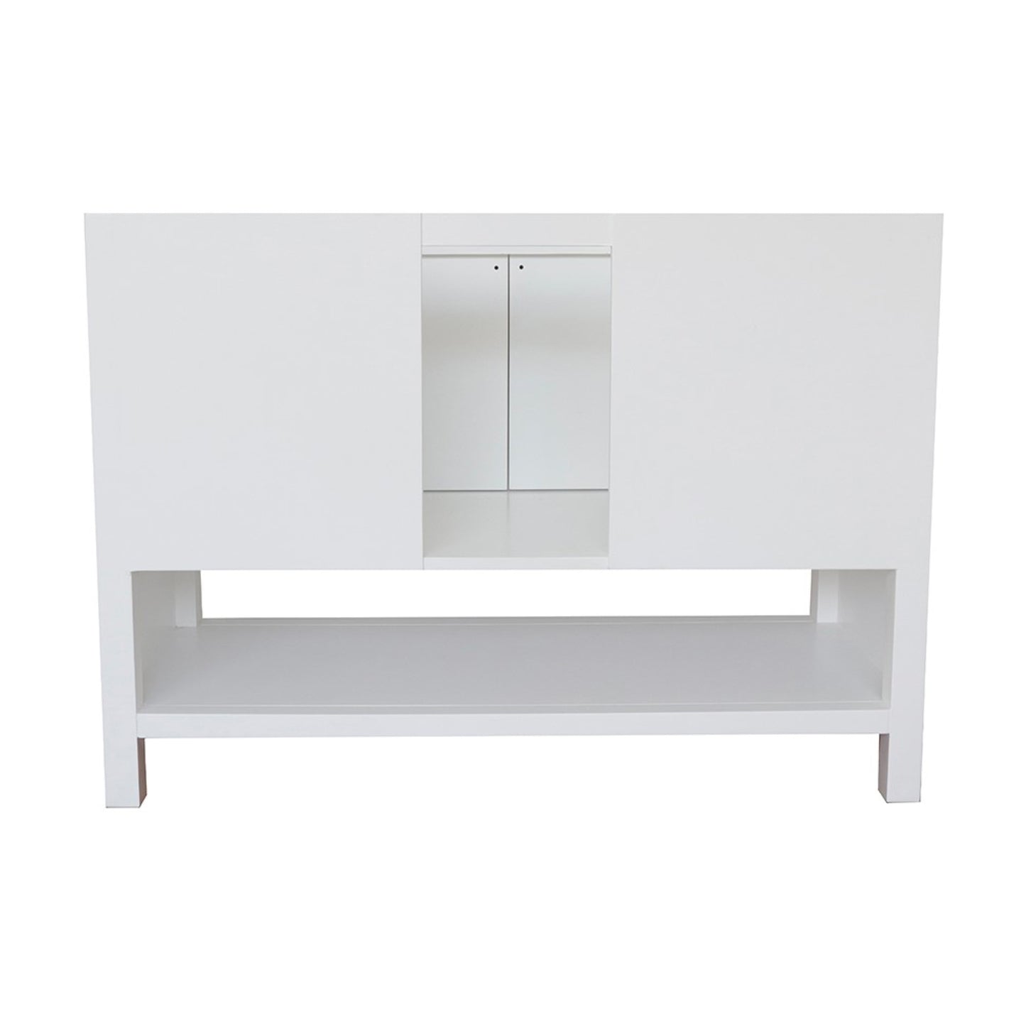 49" Single vanity in White finish with White engineered stone top and oval sink