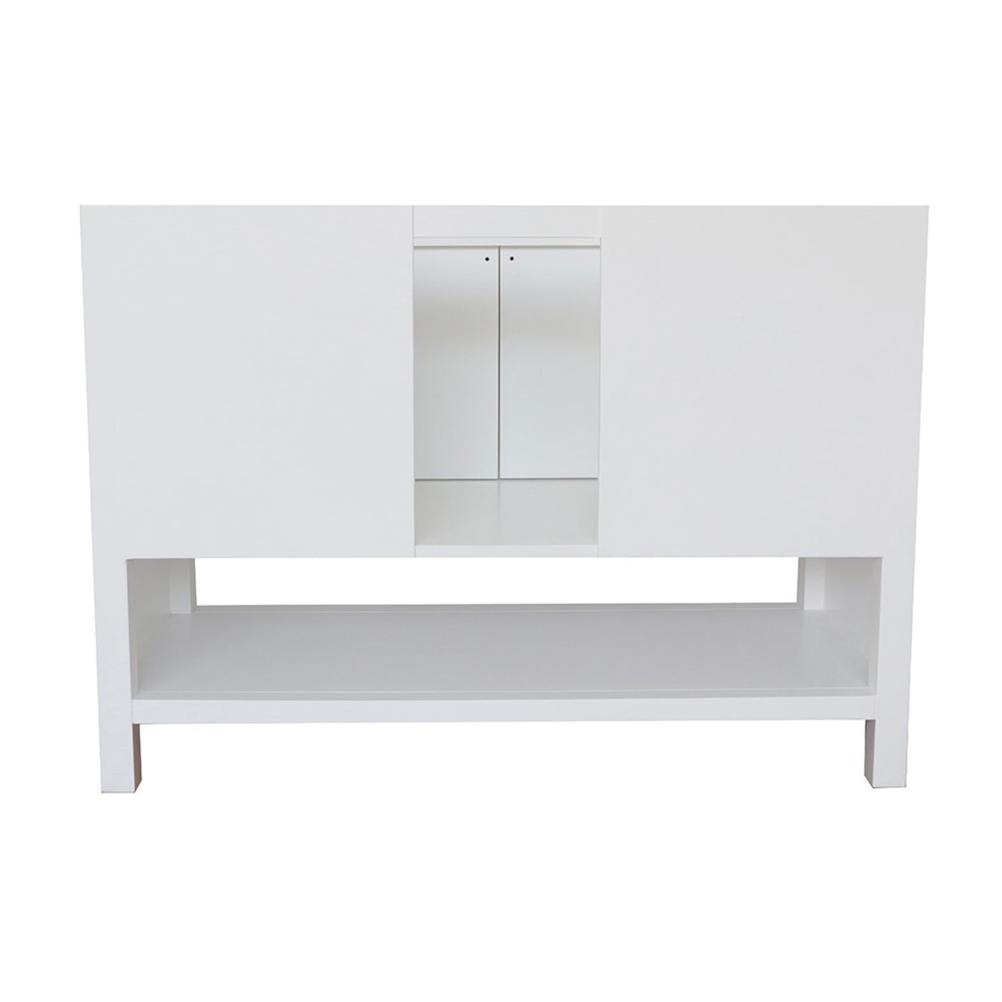49" Single vanity in White finish with White Carrara top and oval sink