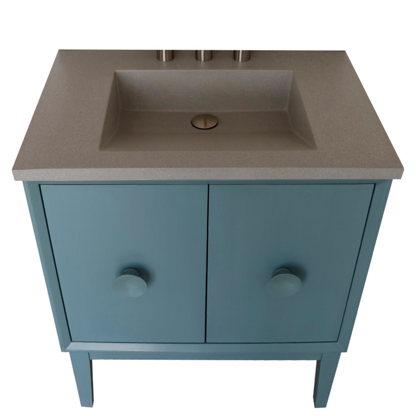 31" Single Vanity in Aqua Blue Finish with Gray Concrete Top and Rectangle Sink