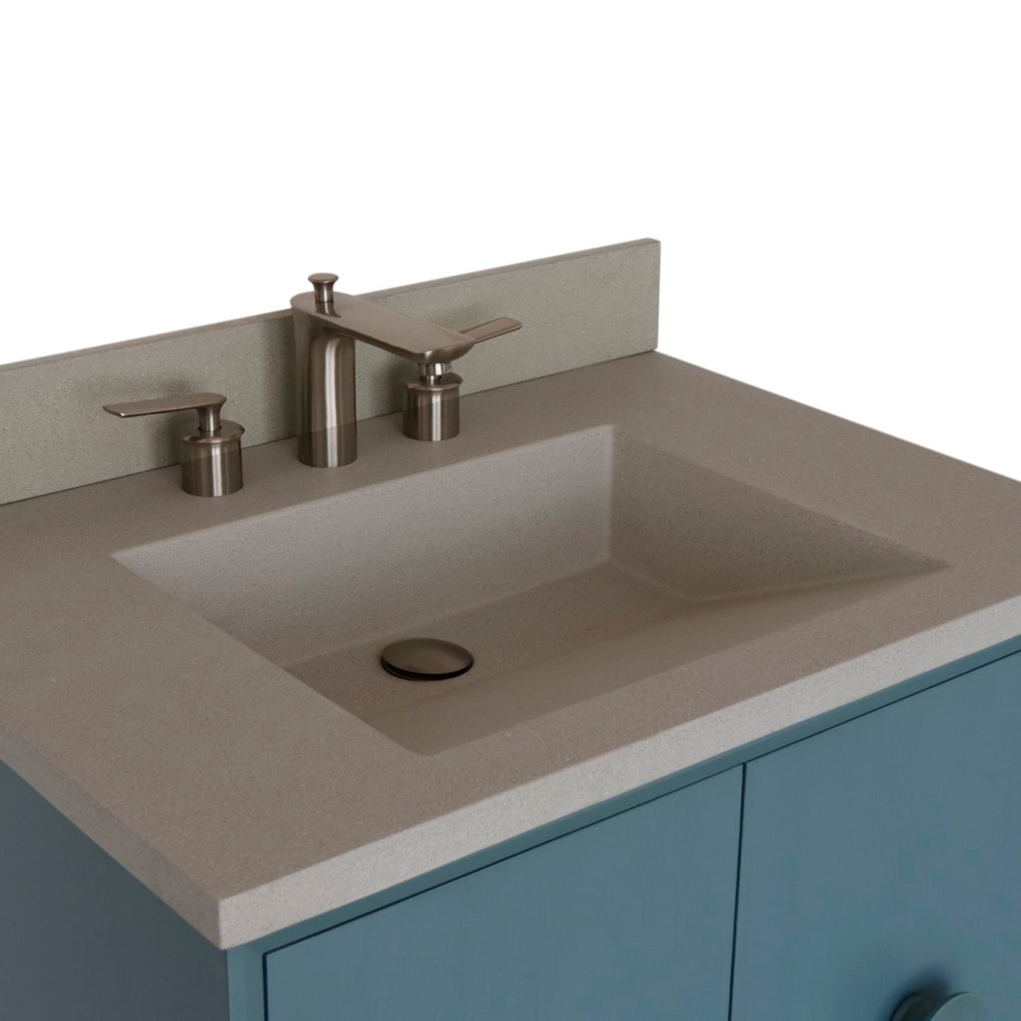 31" Single Vanity in Aqua Blue Finish with Gray Concrete Top and Rectangle Sink