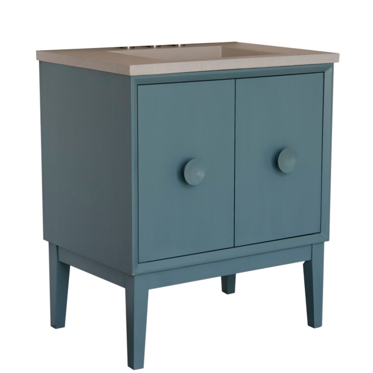 31" Single Vanity in Aqua Blue Finish with Gray Concrete Top and Rectangle Sink