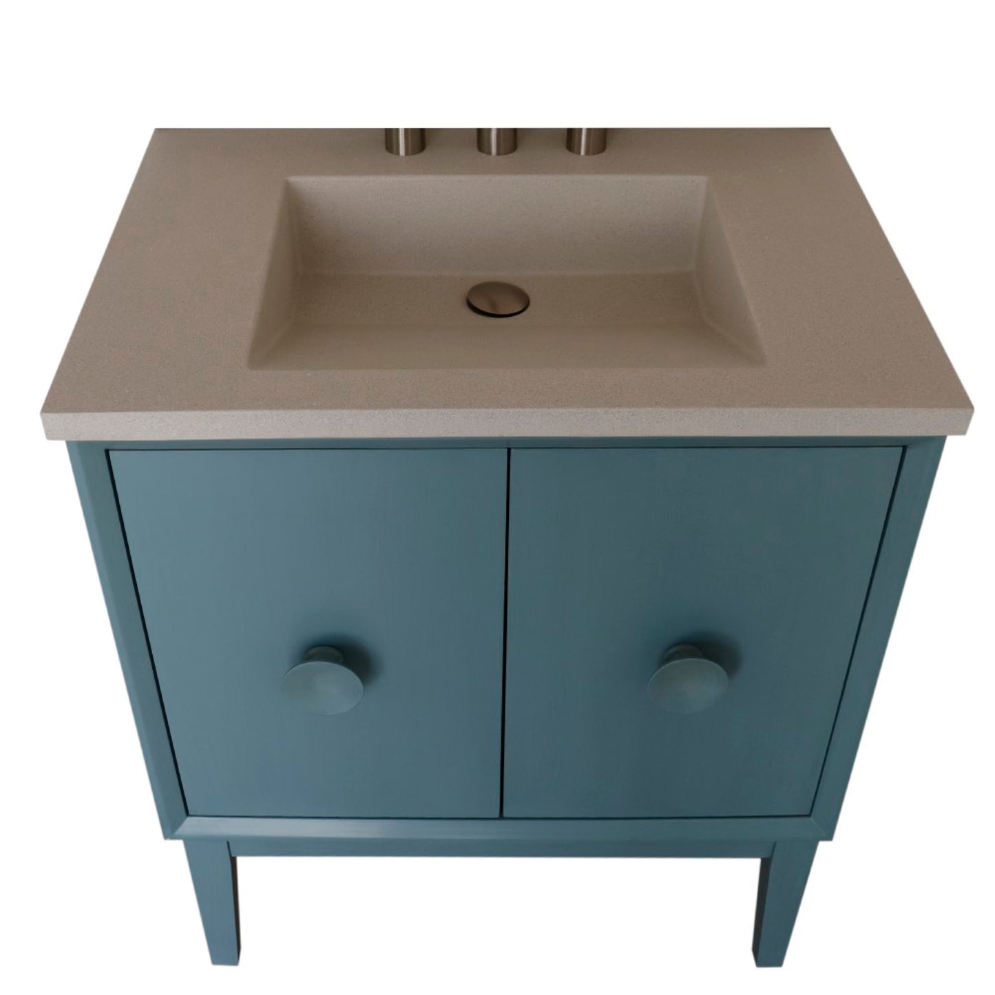 31" Single Vanity in Aqua Blue Finish with Gray Concrete Top and Rectangle Sink