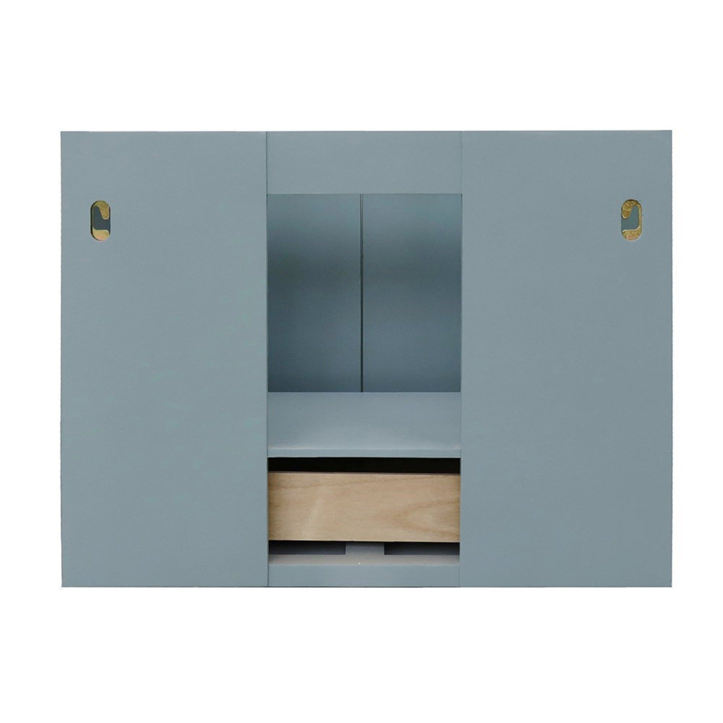31" Single wall mount vanity in Aqua Blue finish with White Carrara top and oval sink