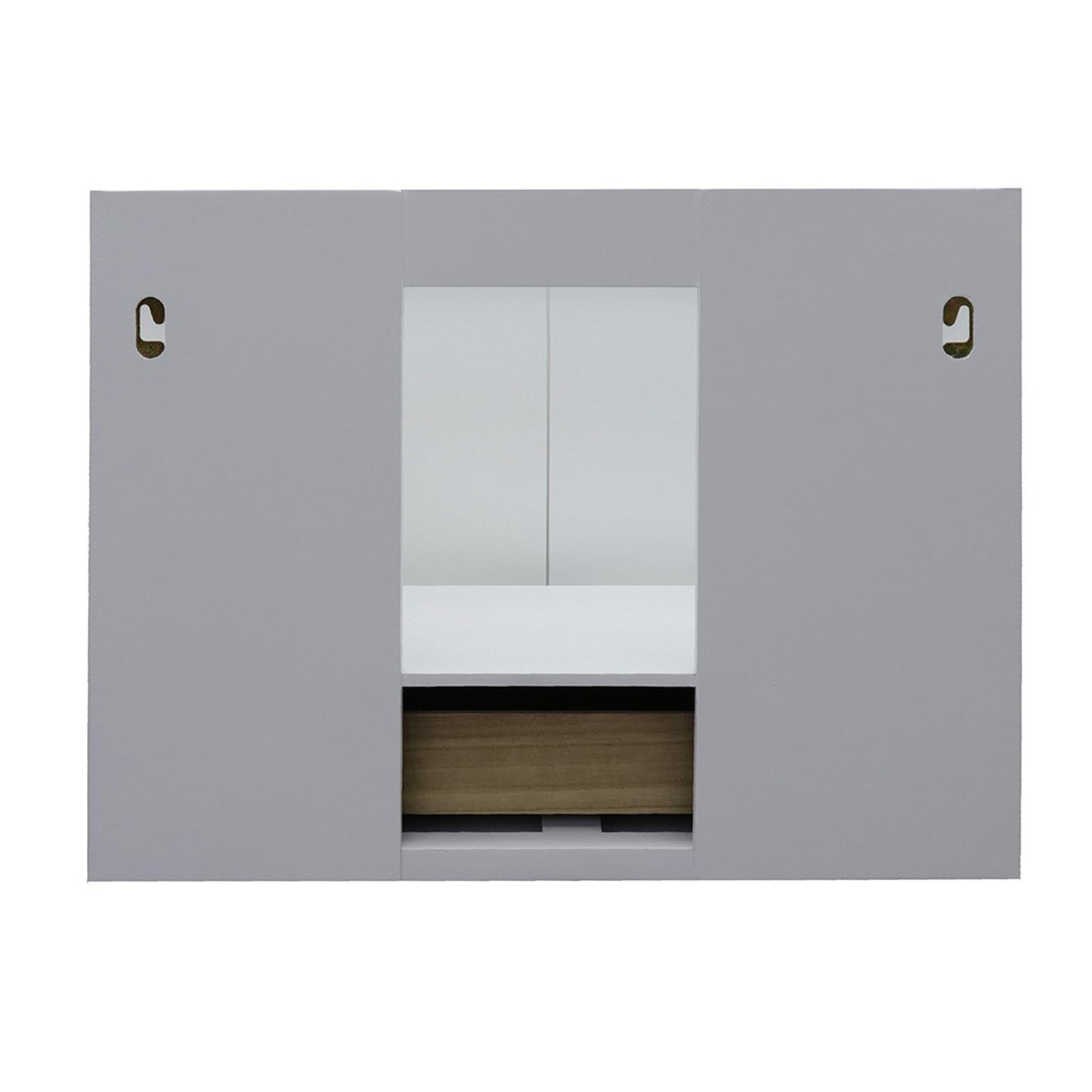 31" Single wall mount vanity in White finish with Black Galaxy top and rectangle sink