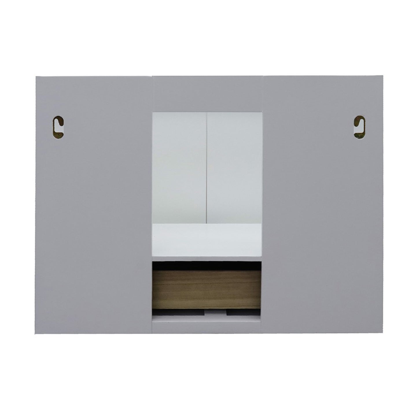 31" Single wall mount vanity in White finish with Gray granite top and round sink