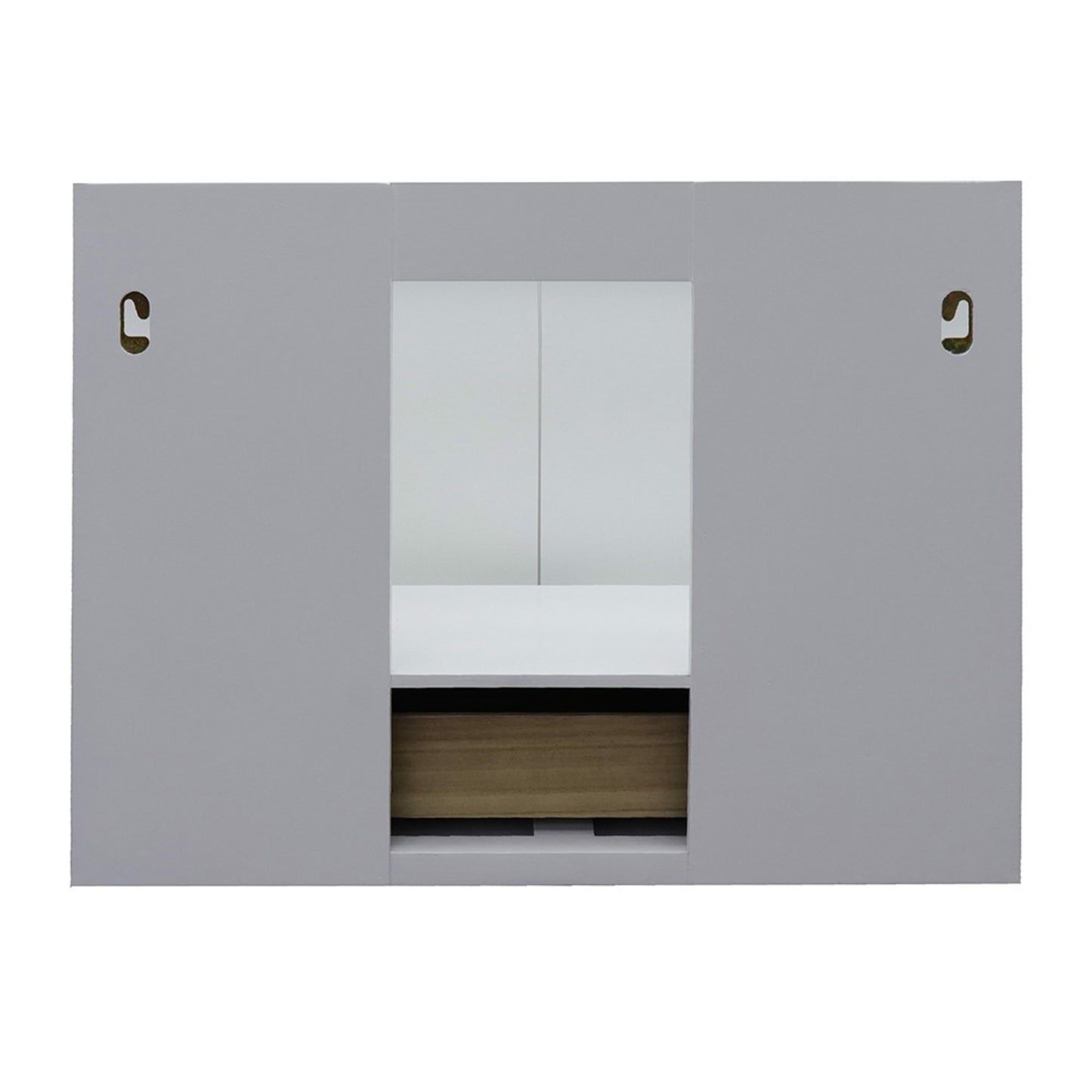 31" Single wall mount vanity in White finish with Gray granite top and rectangle sink