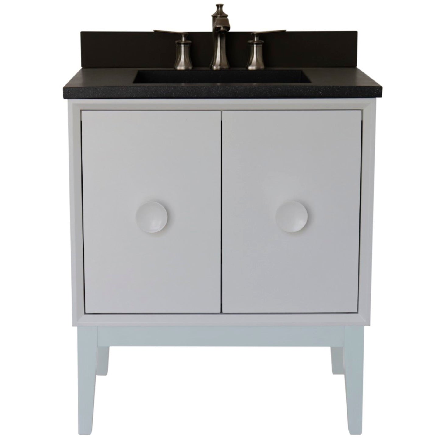 31" Single Vanity in White Finish with Black Concrete Top and Rectangle Sink