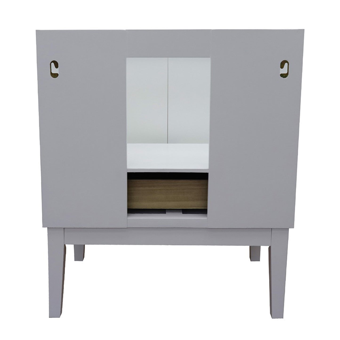 31" Single vanity in White finish with White Carrara top and round sink