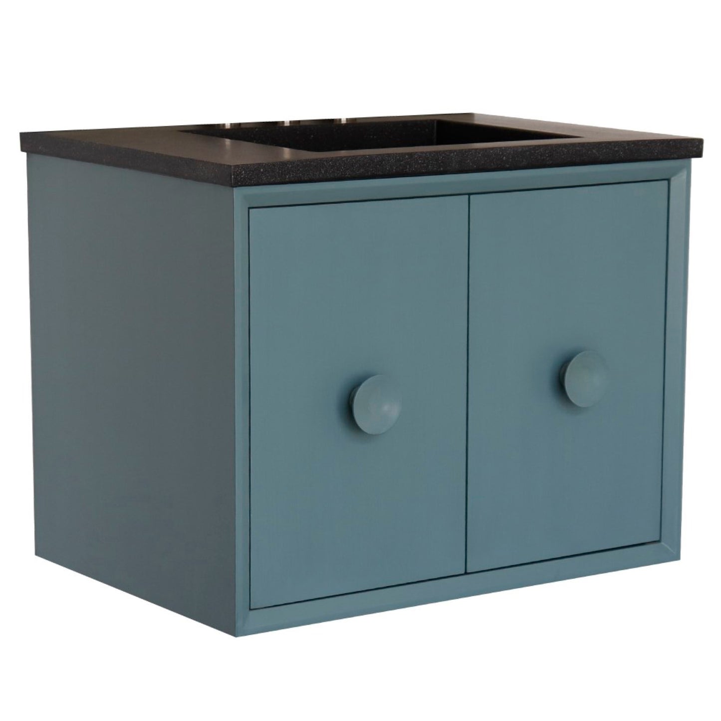 31" Single Vanity in Aqua Blue Finish with Black Concrete Top and Rectangle Sink