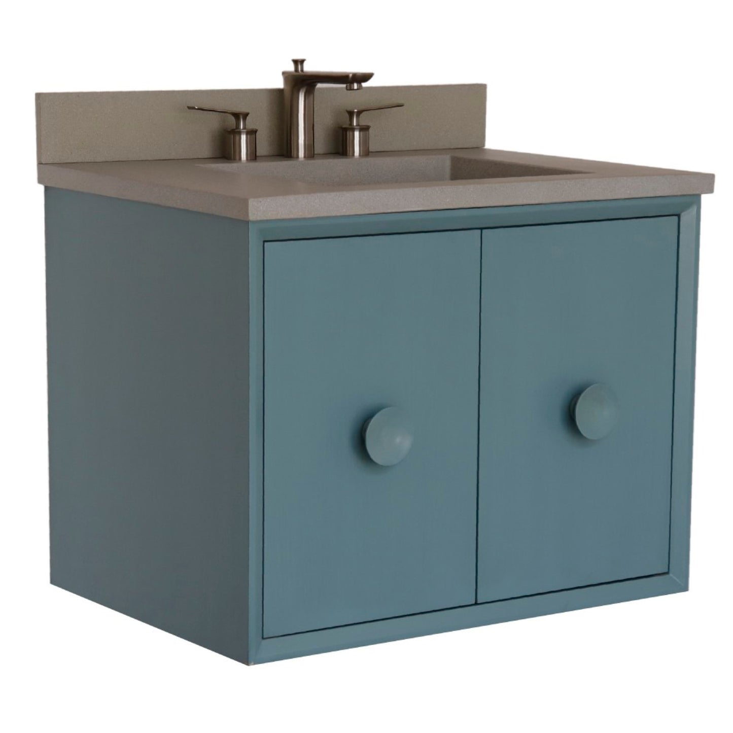 31" Single Vanity in Aqua Blue Finish with Gray Concrete Top and Rectangle Sink
