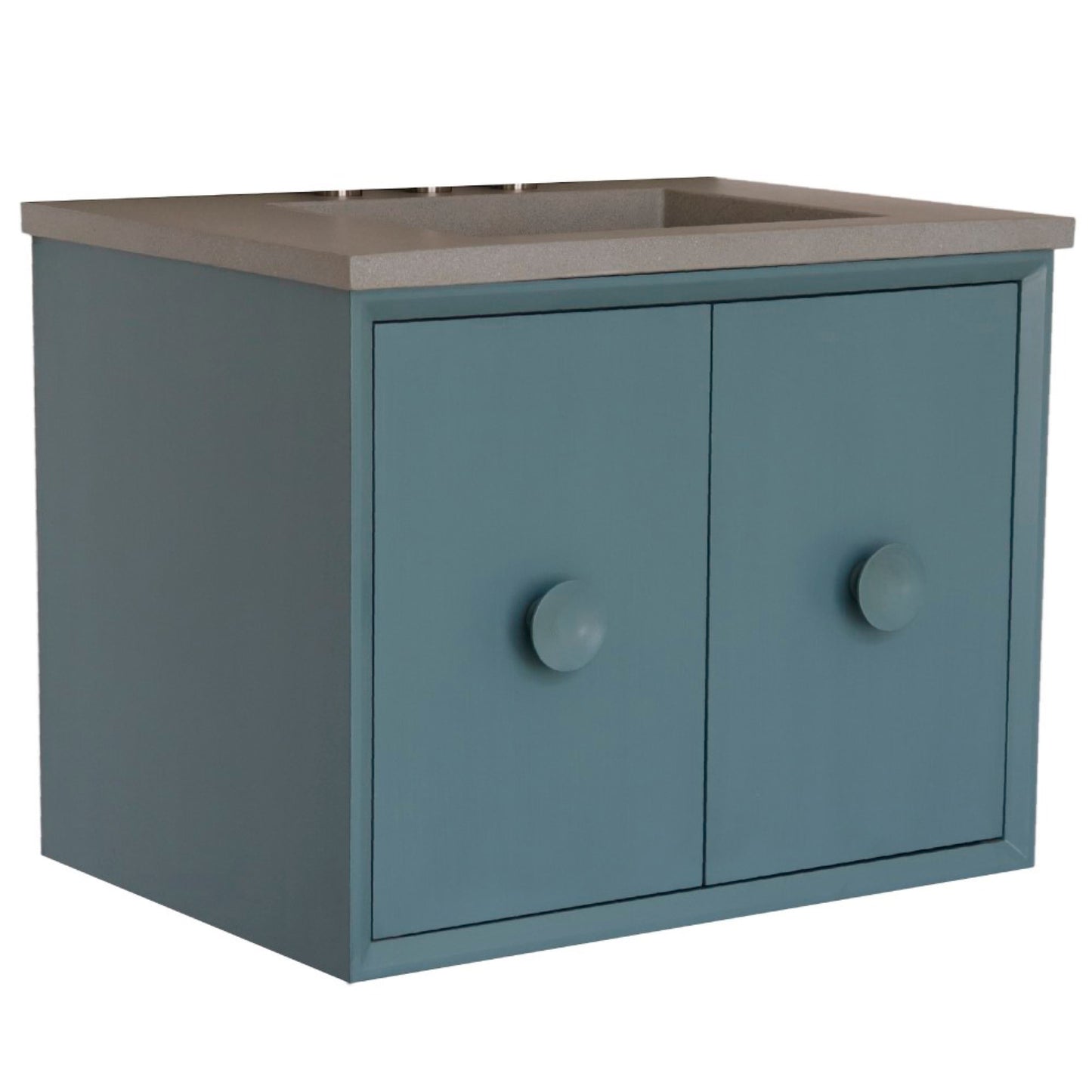 31" Single Vanity in Aqua Blue Finish with Gray Concrete Top and Rectangle Sink