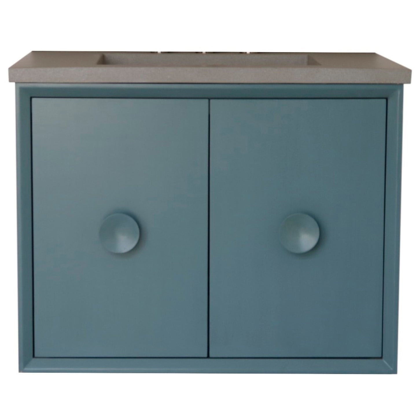 31" Single Vanity in Aqua Blue Finish with Gray Concrete Top and Rectangle Sink