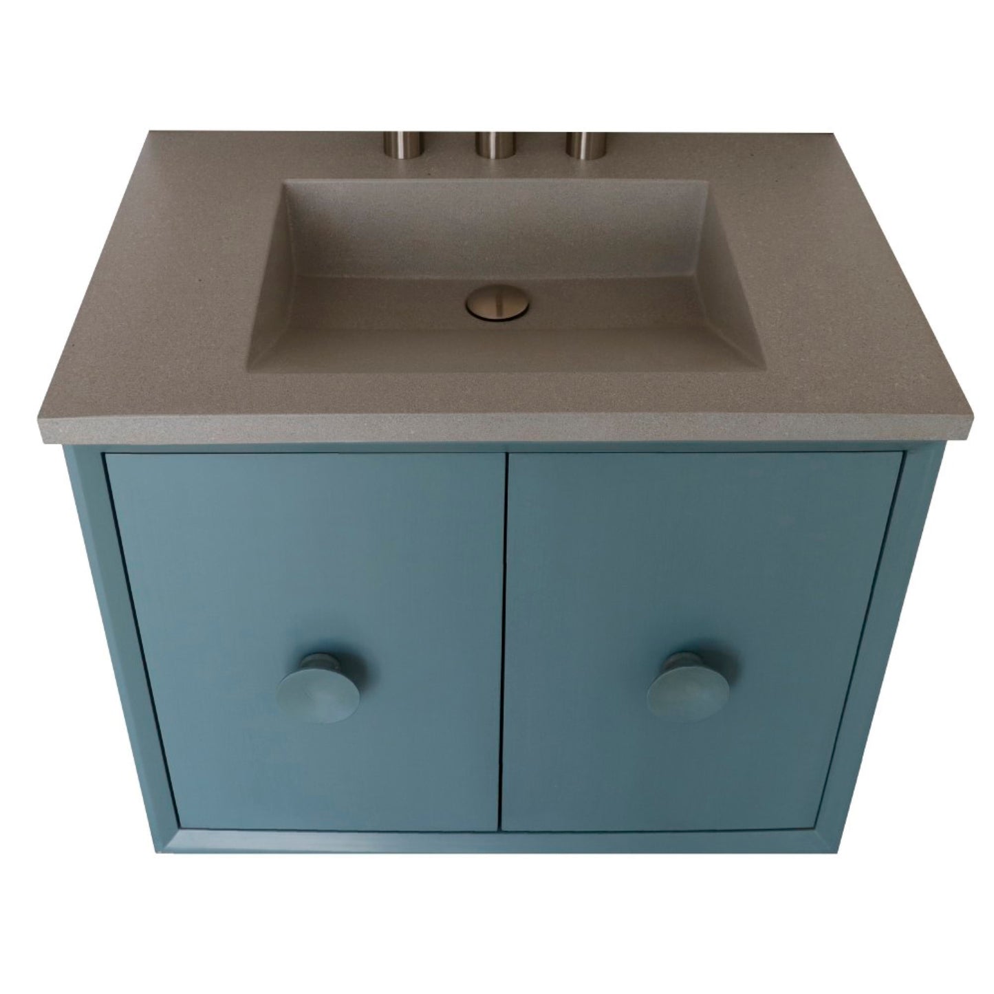31" Single Vanity in Aqua Blue Finish with Gray Concrete Top and Rectangle Sink