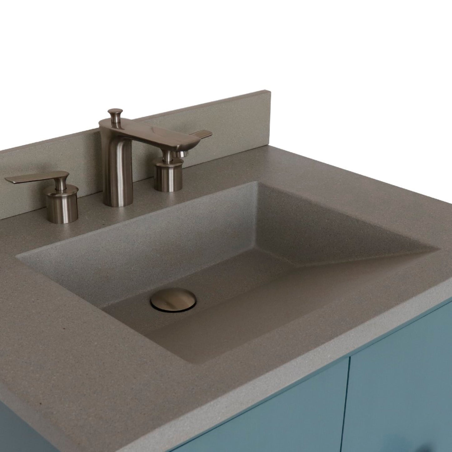 31" Single Vanity in Aqua Blue Finish with Gray Concrete Top and Rectangle Sink